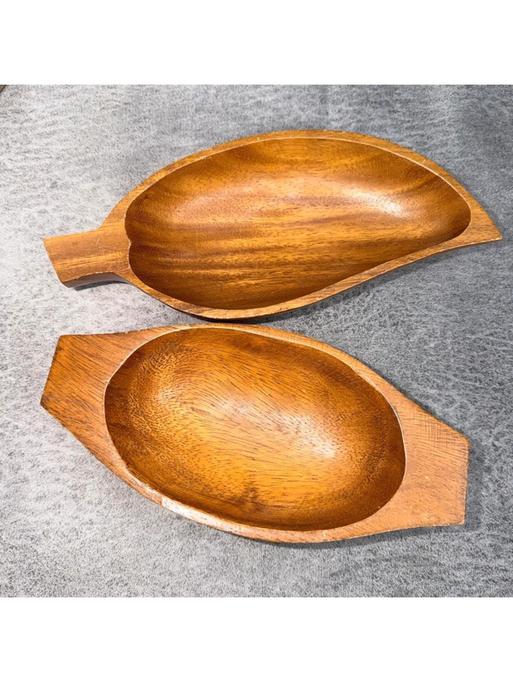 2 Vintage Acacia Woods Monkey Pod Handcrafted Wood Serving Bowls Philippines NUT